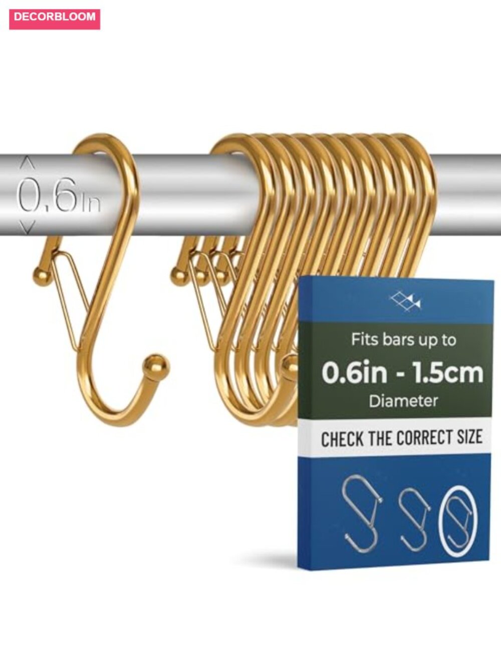 10-Pack Metal S Hooks Heavy-Duty Safety Buckle Fits Bars Up to 0.6 In